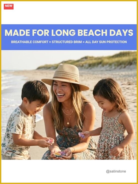 Wide Brim Straw Panama Fedora Hat UPF 50+ Packable Beach Hat for Vacation main image 6